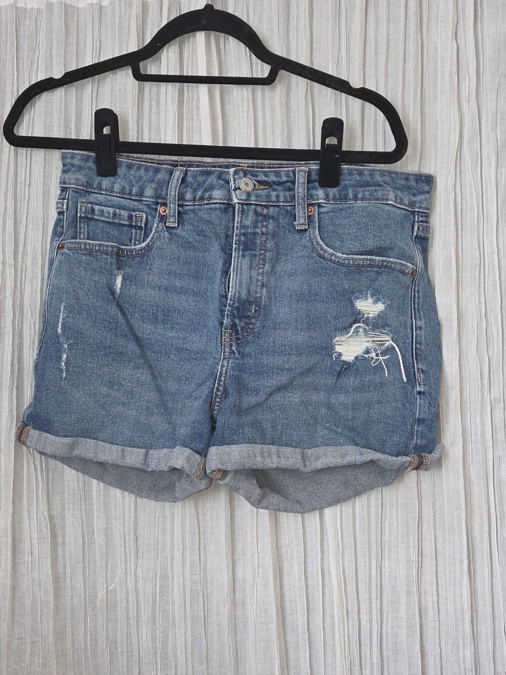 Old Navy Blue Distressed Rolled-Hem Denim Shorts